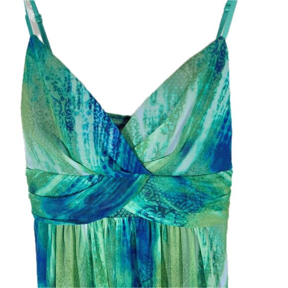 y2k Vintage Ruby Rox Vintage Green and Blue Tie Dye Chiffon Dress Women's Size M - Picture 2 of 8